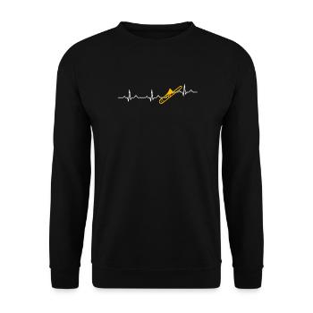 Heartbeat Trombone Trombone Player Trombonist - Unisex Sweatshirt - black - Front - Alina (178cm) & Michal (187cm)
