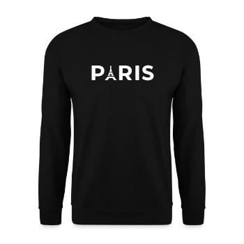 Paris Eiffel Tower - Typographie Souvenir France - Sweat-shirt Unisexe - noir - Devant - Alina (178cm) & Michal (187cm)