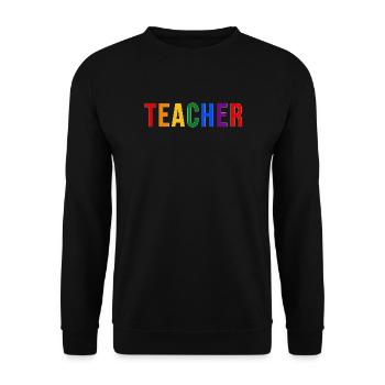 LGBTQ Pride Teacher Typography Design in 90s look - Unisex Sweatshirt - black - Front - Alina (178cm) & Michal (187cm)