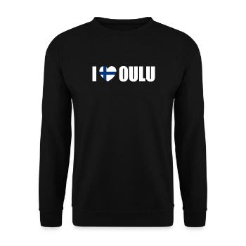 I love Oulu Finnland - Unisex Pullover - Schwarz - Vorne - Alina (178cm) & Michal (187cm)