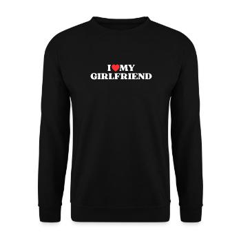 I love my girlfriend - Unisex Pullover - Schwarz - Vorne - Alina (178cm) & Michal (187cm)