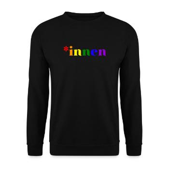 *innen Gendern - Unisex Pullover - Schwarz - Vorne - Alina (178cm) & Michal (187cm)