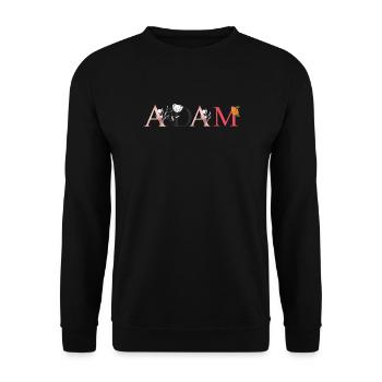 Art du nom ADAM avec des fleurs brodées - Sweat-shirt Unisexe - noir - Devant - Alina (178cm) & Michal (187cm)