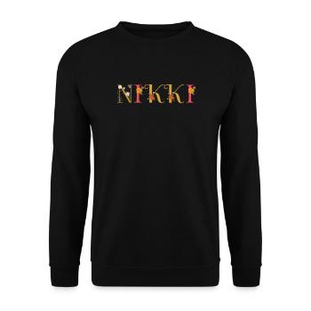 Le nom NIKKI est décoré de fleurs - Sweat-shirt Unisexe - noir - Devant - Alina (178cm) & Michal (187cm)