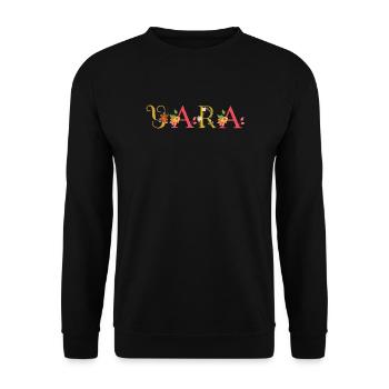 YARA name decorated with flowers - Unisex Sweatshirt - black - Front - Alina (178cm) & Michal (187cm)