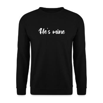 He's mine – handschriftliche Kalligraphie - Unisex Pullover - Schwarz - Vorne - Alina (178cm) & Michal (187cm)
