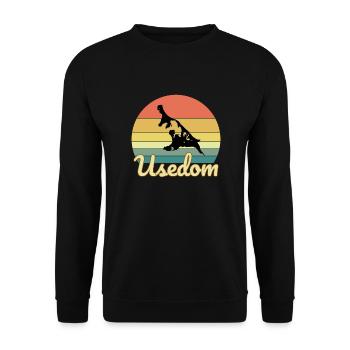 Ich bin ein Usedom - Unisex Pullover - Schwarz - Vorne - Alina (178cm) & Michal (187cm)