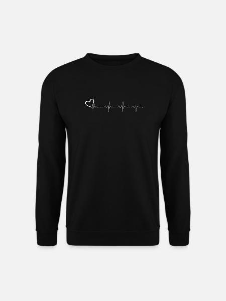 Heartbeat Love Line Art - Unisex Pullover - Schwarz