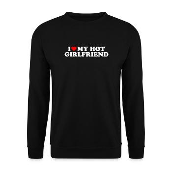 I Love My Hot Girlfriend Statement - Unisex Sweatshirt - black - Front - Alina (178cm) & Michal (187cm)