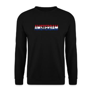Amsterdam Flagge Niederlande Vintage - Unisex Pullover - Schwarz - Vorne - Alina (178cm) & Michal (187cm)