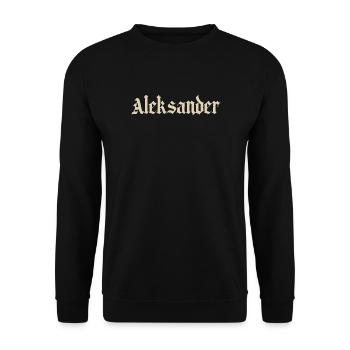 Aleksander Gothic Schrift - Unisex Pullover - Schwarz - Vorne - Alina (178cm) & Michal (187cm)