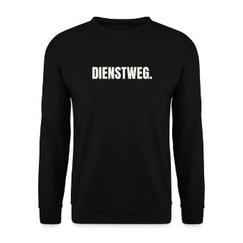 Dienstweg - Beamter Verwaltung Amt Spruch - Unisex Pullover - Schwarz - Vorne - Alina (178cm) & Michal (187cm)