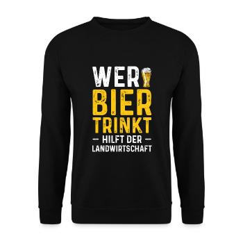 Wer Bier trinkt hilft der Landwirtschaft - Unisex Pullover - Schwarz - Vorne - Alina (178cm) & Michal (187cm)