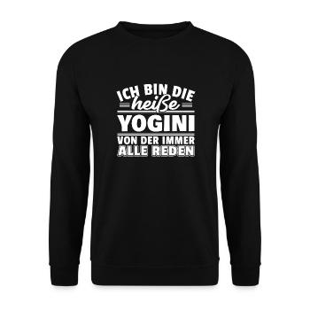 Heiße Yogini - Unisex Pullover - Schwarz - Vorne - Alina (178cm) & Michal (187cm)
