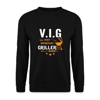 Grillen BBQ Griller Grillmeister Männer Grill - Unisex Pullover - Schwarz - Vorne - Alina (178cm) & Michal (187cm)