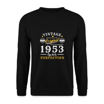 1953 âge de la perfection, anniversaire 70 ans - Sweat-shirt Unisexe - noir - Devant - Alina (178cm) & Michal (187cm)
