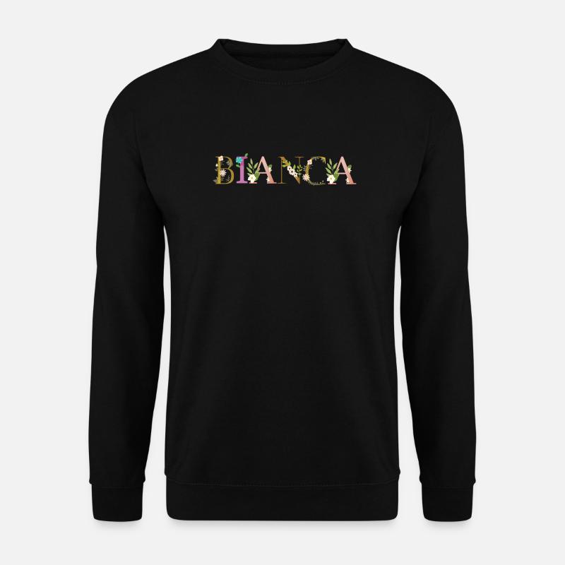 BIANCA Name mit Blumen geschmückt - Unisex Pullover - Schwarz