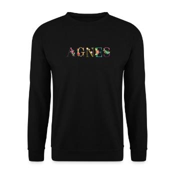 AGNES name decorated with flowers - Unisex Sweatshirt - black - Front - Alina (178cm) & Michal (187cm)