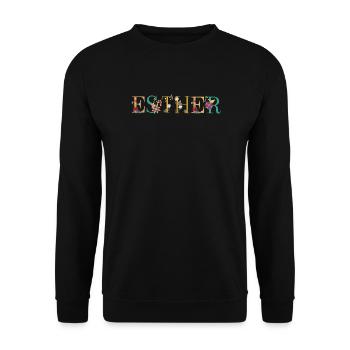 ESTHER name decorated with flowers - Unisex Sweatshirt - black - Front - Alina (178cm) & Michal (187cm)