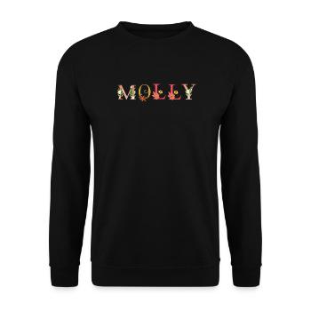 MOLLY name decorated with flowers - Unisex Sweatshirt - black - Front - Alina (178cm) & Michal (187cm)