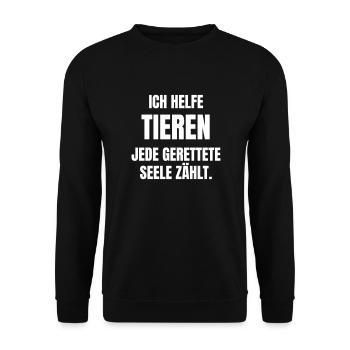 Ich helfe Tieren. Jede gerettete Seele zählt. - Unisex Pullover - Schwarz - Vorne - Alina (178cm) & Michal (187cm)