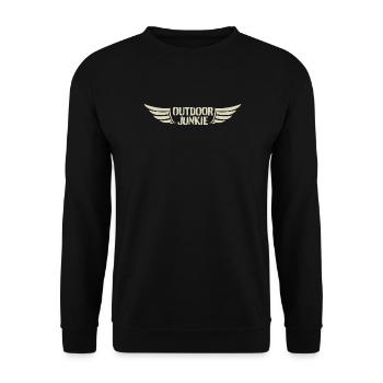 Outdoor Junkie Wings Design - Unisex Pullover - Schwarz - Vorne - Alina (178cm) & Michal (187cm)