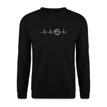 Cadeau minimaliste de battement de cœur de basket-ball - Sweat-shirt Unisexe - noir - Devant - Alina (178cm) & Michal (187cm)