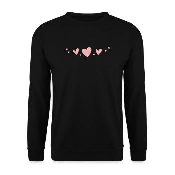 Weiche Pastellherzen - Unisex Pullover - Schwarz - Vorne - Alina (178cm) & Michal (187cm)