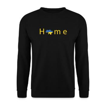 Zuhause: Ukrainescher Stil Heimdruck - Unisex Pullover - Schwarz - Vorne - Alina (178cm) & Michal (187cm)