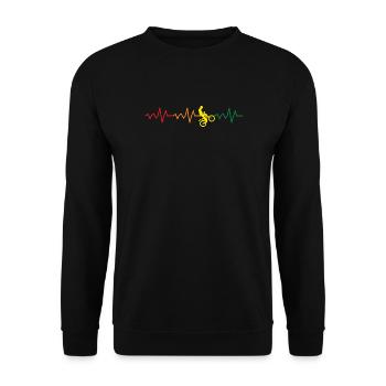 Radball Radballspieler Herzschlag - Unisex Pullover - Schwarz - Vorne - Alina (178cm) & Michal (187cm)