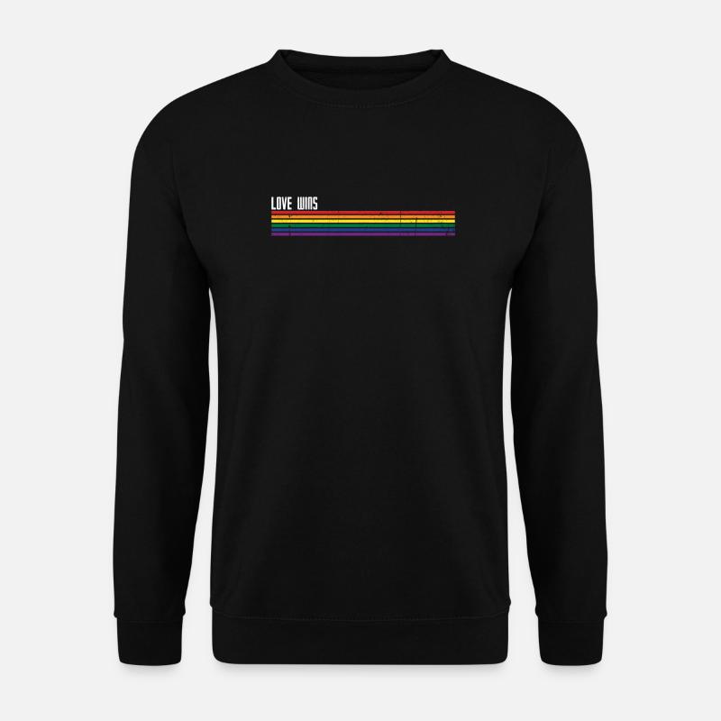 Regenbogen Streifen Pride Overlay - Unisex Pullover - Schwarz