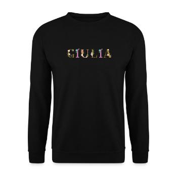 Le nom de GIULIA décoré de fleurs - Sweat-shirt Unisexe - noir - Devant - Alina (178cm) & Michal (187cm)