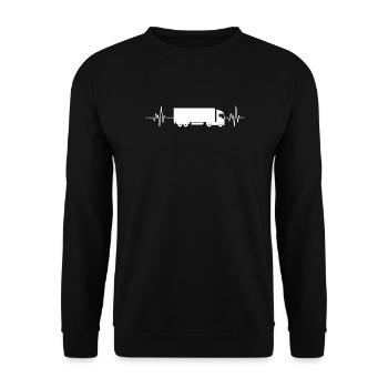 Trucker Heartbeat - Unisex Pullover - Schwarz - Vorne - Alina (178cm) & Michal (187cm)