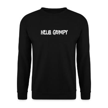 Hello Grumpy. – Minimal Statement Hey - Unisex Sweatshirt - black - Front - Alina (178cm) & Michal (187cm)