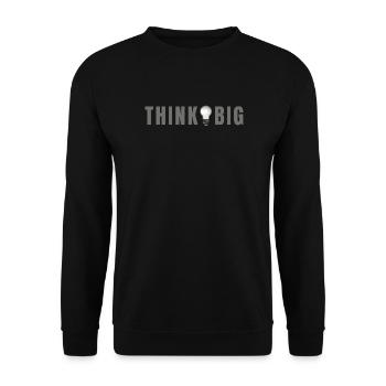 Think big - Glühbirne Motiv & Schriftzug - Unisex Pullover - Schwarz - Vorne - Alina (178cm) & Michal (187cm)