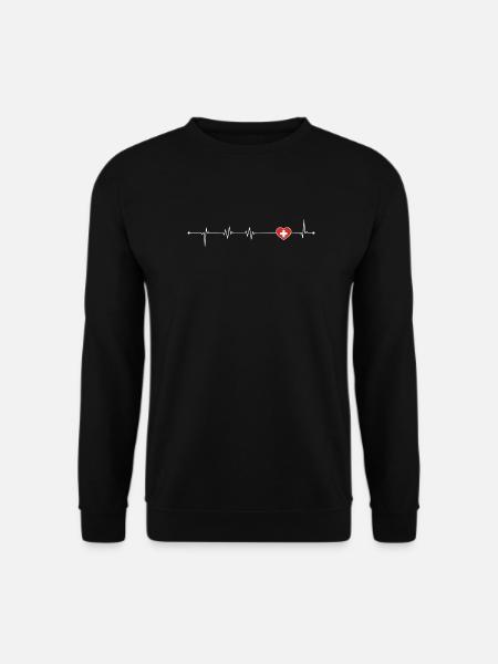 Heartbeat Love Suisse Drapeau - Sweat-shirt Unisexe - noir
