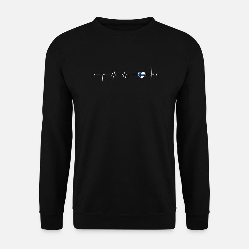 Heartbeat Love Finnland Flagge - Unisex Pullover - Schwarz