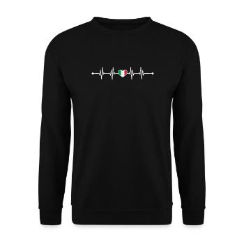 Italian Flag Heartbeat Design - Unisex Sweatshirt - black - Front - Alina (178cm) & Michal (187cm)