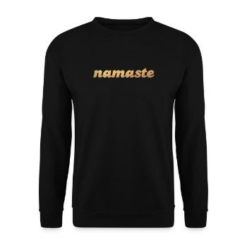 Namaste Gold Yoga om Shanti Indien Meditation Fan - Unisex Pullover - Schwarz - Vorne - Alina (178cm) & Michal (187cm)