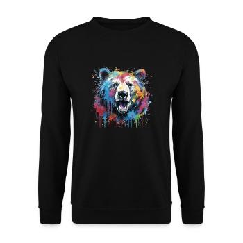 Stylish Bear Gift Grizzly Bear Brown Bear - Unisex Sweatshirt - black - Front - Alina (178cm) & Michal (187cm)