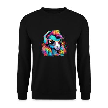 Cute foal with headset gift equestrian sport - Unisex Sweatshirt - black - Front - Alina (178cm) & Michal (187cm)