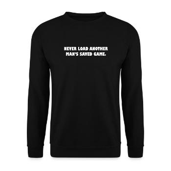 Never Load La partie sauvegardée d’un autre homme - Sweat-shirt Unisexe - noir - Devant - Alina (178cm) & Michal (187cm)