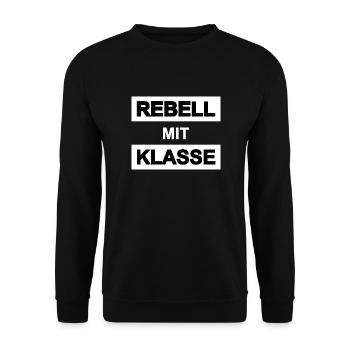 Rebell mit Klasse - Unisex Pullover - Schwarz - Vorne - Alina (178cm) & Michal (187cm)