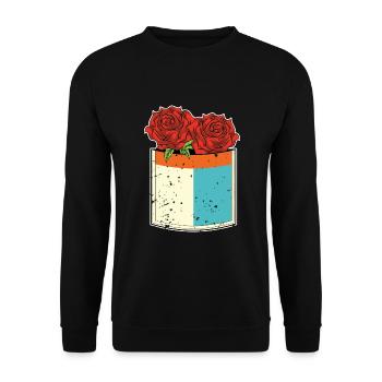 Fleurs Florales Cadeau Chest Pocket Roses - Sweat-shirt Unisexe - noir - Devant - Alina (178cm) & Michal (187cm)