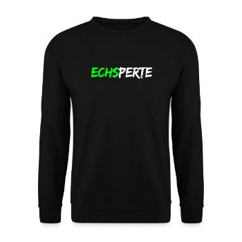 Echsperte - Experte, lustiger Wortwitz - Unisex Pullover - Schwarz - Vorne - Alina (178cm) & Michal (187cm)