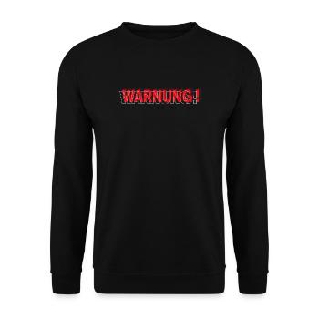 Warning - Modernes Statement Design - Unisex Pullover - Schwarz - Vorne - Alina (178cm) & Michal (187cm)