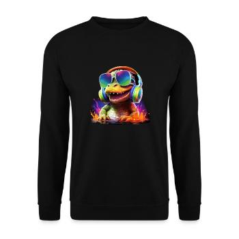Cool Baby Crocodile with Headset Gift Crocodile - Unisex Sweatshirt - black - Front - Alina (178cm) & Michal (187cm)