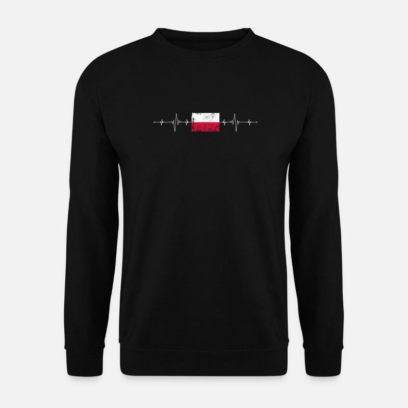 Poland Flag Heartbeat - Unisex Sweatshirt - black