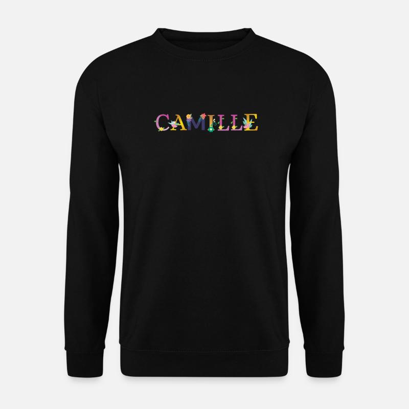 Nom CAMILLE Orné de Fleurs - Sweat-shirt Unisexe - noir