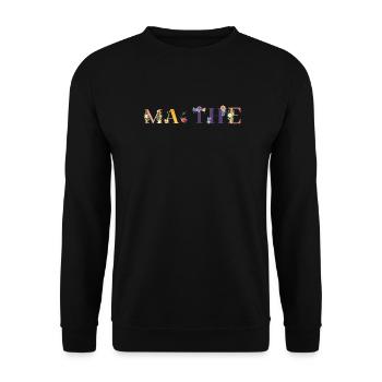 MALTHE Name Adorned with Flowers - Unisex Sweatshirt - black - Front - Alina (178cm) & Michal (187cm)